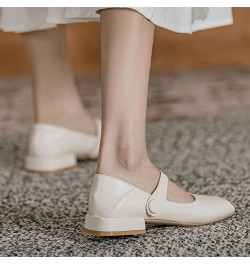 Women's Ankle Strap Buckle Closure Square Toe Mary Janes Mid Thick Heel Comfortable Soft Leather Working Dress Pumps Shoes Wh...