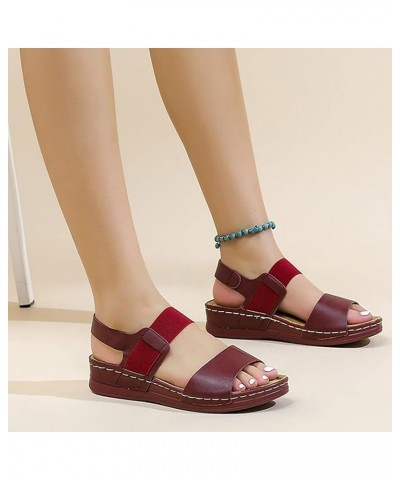 Casual Side Hollow Belt Buckle Flat Bottom Roman Shoes Women'S Summer Sandals Fashion Women'S Sandals Leopard Red $17.19 Sandals