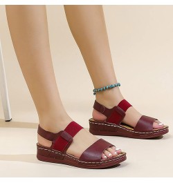 Casual Side Hollow Belt Buckle Flat Bottom Roman Shoes Women'S Summer Sandals Fashion Women'S Sandals Leopard Red $17.19 Sandals