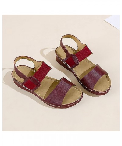 Casual Side Hollow Belt Buckle Flat Bottom Roman Shoes Women'S Summer Sandals Fashion Women'S Sandals Leopard Red $17.19 Sandals