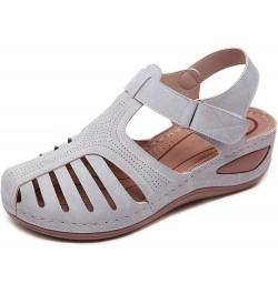 Sandals for Women Closed Toe Hollow Wedge Sandals Soft PU Leather Closed Toe Vintage Anti-Slip Sandals Closed Toe Sandals for...