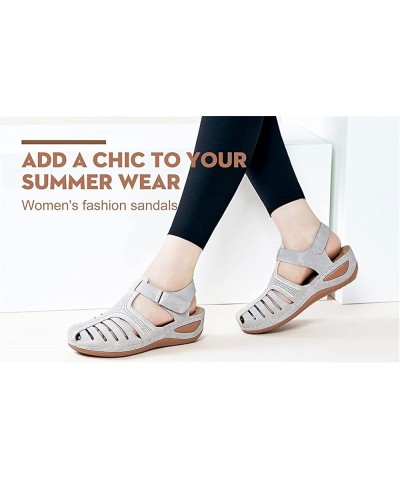 Sandals for Women Closed Toe Hollow Wedge Sandals Soft PU Leather Closed Toe Vintage Anti-Slip Sandals Closed Toe Sandals for...