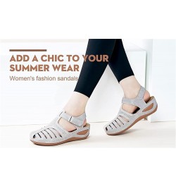 Sandals for Women Closed Toe Hollow Wedge Sandals Soft PU Leather Closed Toe Vintage Anti-Slip Sandals Closed Toe Sandals for...