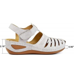 Sandals for Women Closed Toe Hollow Wedge Sandals Soft PU Leather Closed Toe Vintage Anti-Slip Sandals Closed Toe Sandals for...