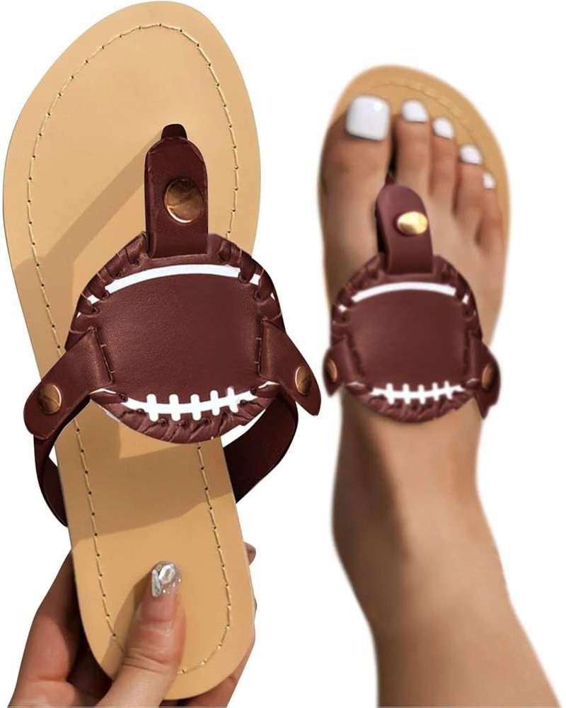 Platform Sandals Women, Fashion Baseball Sandals Flat Slipper Open Toe Ankle Flip Flops Roman Beach Shoes Brown $6.04 Sandals