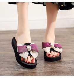 Sandals for Women Girls Toe Flip-Flop Flat Slippers Breathable Women Beach Open Sandals Fashion Bowknot Women's 7.5 Purple $1...