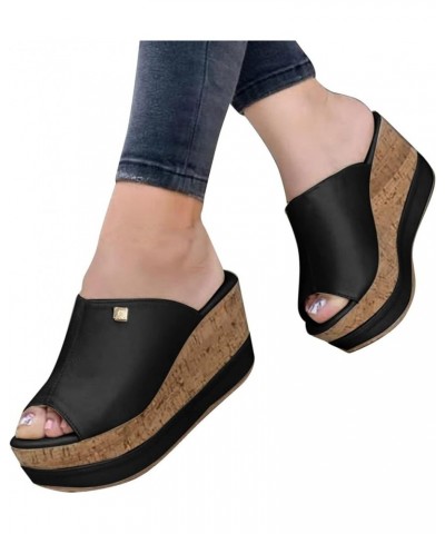 Women's Open Toe Elastic Strappy String Espadrilles Low Chunky Heels Casual Sandal Braided Slides Shoes 162-ixpyn-h-black $14...