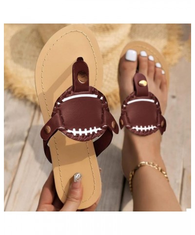 Platform Sandals Women, Fashion Baseball Sandals Flat Slipper Open Toe Ankle Flip Flops Roman Beach Shoes Brown $6.04 Sandals