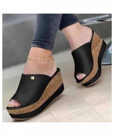 Women's Open Toe Elastic Strappy String Espadrilles Low Chunky Heels Casual Sandal Braided Slides Shoes 162-ixpyn-h-black $14...