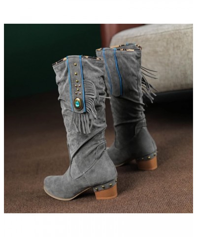 Women's Snow Boots Waterproof, Ankle Booties, Womens Western Boots Chunky Boots Goth Boots Western Boots B-grey $31.92 Boots