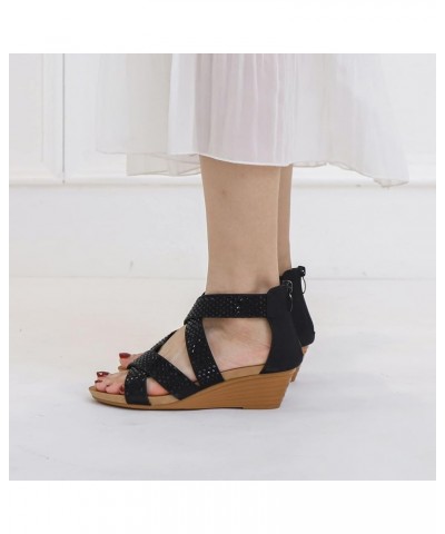 Women Higher Sandal Summer Open Toe Comfortable Wedge Sandals Flip Flops Two Strap High Heeled Sandal Wedding Bohemian Sandal...