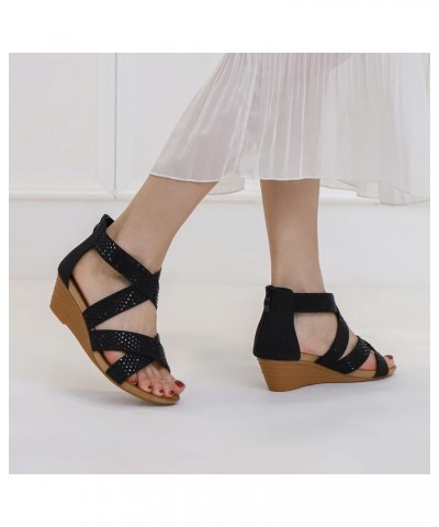 Women Higher Sandal Summer Open Toe Comfortable Wedge Sandals Flip Flops Two Strap High Heeled Sandal Wedding Bohemian Sandal...