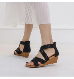 Women Higher Sandal Summer Open Toe Comfortable Wedge Sandals Flip Flops Two Strap High Heeled Sandal Wedding Bohemian Sandal...