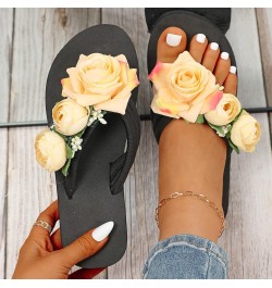 Slippers For Women Ladies Summer Flip Flops Open Toe Flowers Bohemian Sandals Casual Shoes Womens Platform Sandals 7 Yellow $...