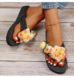 Slippers For Women Ladies Summer Flip Flops Open Toe Flowers Bohemian Sandals Casual Shoes Womens Platform Sandals 7 Yellow $...