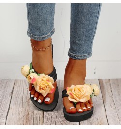 Slippers For Women Ladies Summer Flip Flops Open Toe Flowers Bohemian Sandals Casual Shoes Womens Platform Sandals 7 Yellow $...