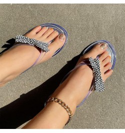 Breathable Open Toe Sandals for Women Dressy Summer New Pattern Pearl Bow Flat Bottom Comfortable Non Slip Beach Sandals (Bla...