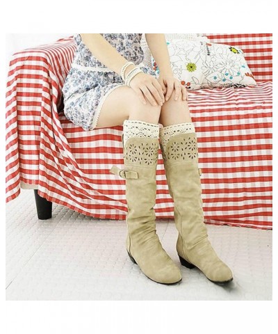 Cowgirl Boots, Womens Chunky Heel Zipper Leather Boots Keep Warm Z 03-beige $18.77 Boots