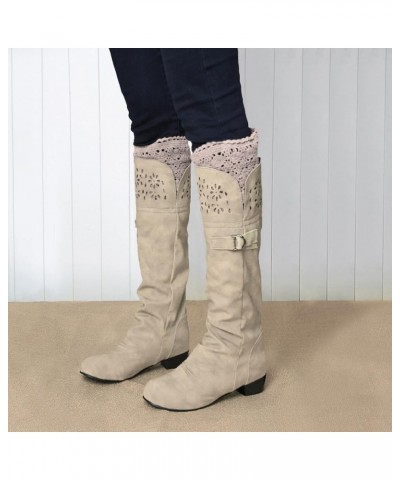 Cowgirl Boots, Womens Chunky Heel Zipper Leather Boots Keep Warm Z 03-beige $18.77 Boots