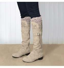 Cowgirl Boots, Womens Chunky Heel Zipper Leather Boots Keep Warm Z 03-beige $18.77 Boots