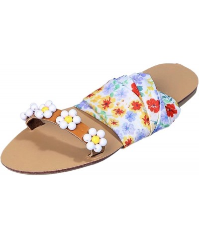 Sandals for Women Dressy Summer Breathable Summer Sandals Toe Bohemian Spring Women Flat and Flower Straps Open White 8.5 $13...