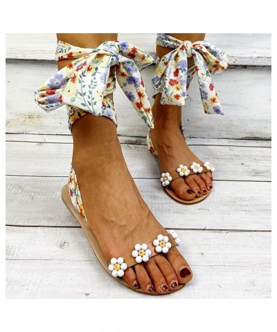 Sandals for Women Dressy Summer Breathable Summer Sandals Toe Bohemian Spring Women Flat and Flower Straps Open White 8.5 $13...