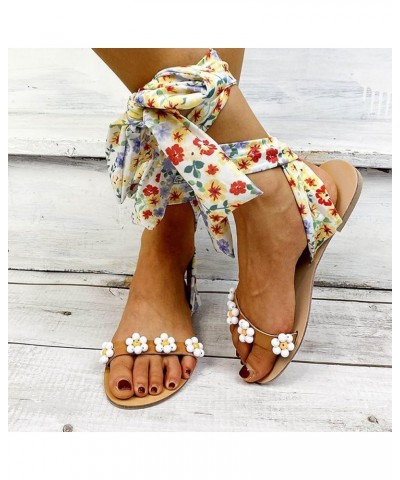 Sandals for Women Dressy Summer Breathable Summer Sandals Toe Bohemian Spring Women Flat and Flower Straps Open White 8.5 $13...