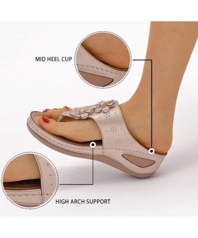 Flip Flops Sandals For Women With Arch Support For Comfortable Walk Summer Wedge Sandal Massage Sketches Sandals Women's Gold...