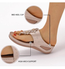 Flip Flops Sandals For Women With Arch Support For Comfortable Walk Summer Wedge Sandal Massage Sketches Sandals Women's Gold...