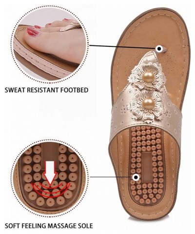 Flip Flops Sandals For Women With Arch Support For Comfortable Walk Summer Wedge Sandal Massage Sketches Sandals Women's Gold...