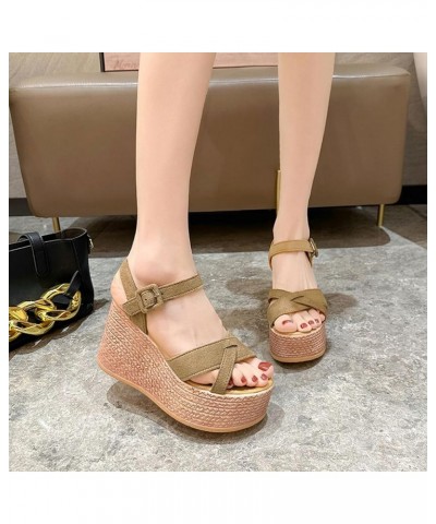 Platform Sandals Women Dressy, Summer Sandals for Women 2024 Casual Open Toe Platform Sandals Buckle Strap Sandals Beige $21....