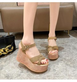 Platform Sandals Women Dressy, Summer Sandals for Women 2024 Casual Open Toe Platform Sandals Buckle Strap Sandals Beige $21....