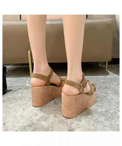 Platform Sandals Women Dressy, Summer Sandals for Women 2024 Casual Open Toe Platform Sandals Buckle Strap Sandals Beige $21....