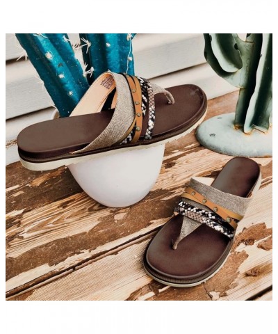 Women's Flat Sandals with Rhinestone Open Toe Elastic Slip On Slingback Sandals Womens Sandals Casual Summer Brown $13.60 San...