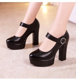 Women Round Toe Platform Mary Janes Shoes High Chunky Heels Wedding Ladies Dress Office Work Pumps 1720 Black 9cm $22.55 Pumps