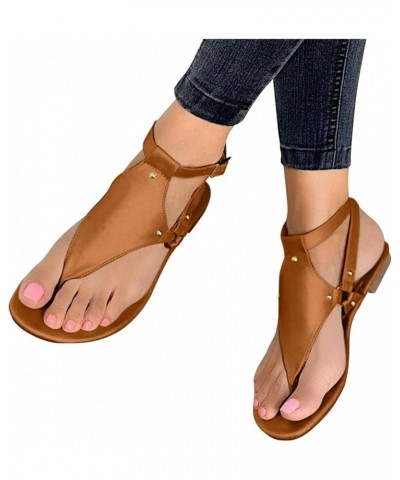 Thong Sandals for Women Summer Bohemia Beach Sandals with Adjustable Ankle Buckle Straps Casual Comfortable Walking Orthopedi...