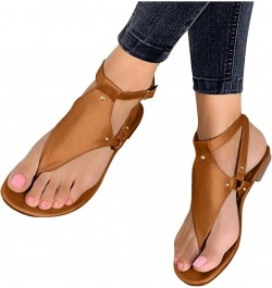 Thong Sandals for Women Summer Bohemia Beach Sandals with Adjustable Ankle Buckle Straps Casual Comfortable Walking Orthopedi...