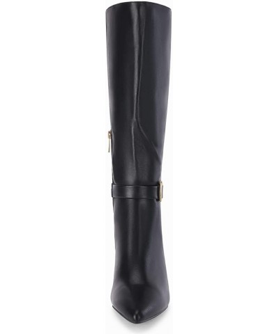 Womens Knee High Boots Stiletto Heels Suede Pointed Toe Wide Calf Metal Buckle Side Zipper Winter Boots Cool Black $21.60 Boots