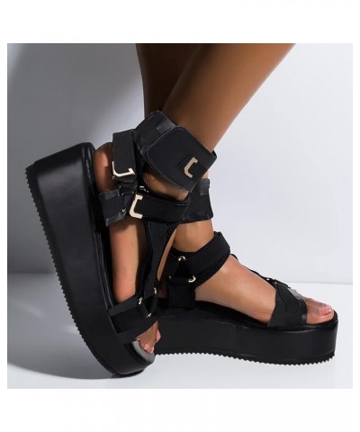 Women Platform Sneakers Wedges Shoes For Women Closed Toe Women White Platform Heels Strappy Sandals Heeled Sandals 3 Black 4...