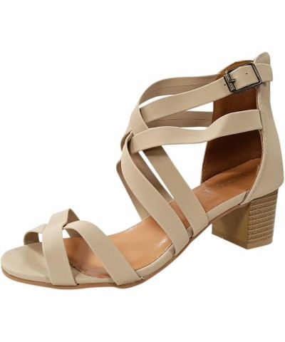 Womens Vintage Hollow Out Buckle Strap Squared Toe Sandals Z 15-beige $26.42 Sandals