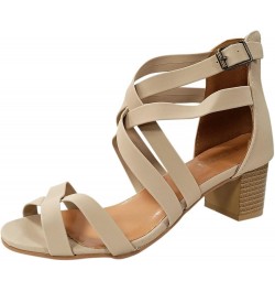 Womens Vintage Hollow Out Buckle Strap Squared Toe Sandals Z 15-beige $26.42 Sandals