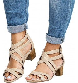 Womens Vintage Hollow Out Buckle Strap Squared Toe Sandals Z 15-beige $26.42 Sandals