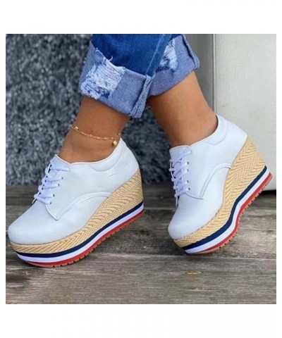 Sneakers for Women Running Shoes Workout Wedge Heel Trainers Comfortable Lace Up Oxfords Loafers Platform Casual Moccasins Wh...