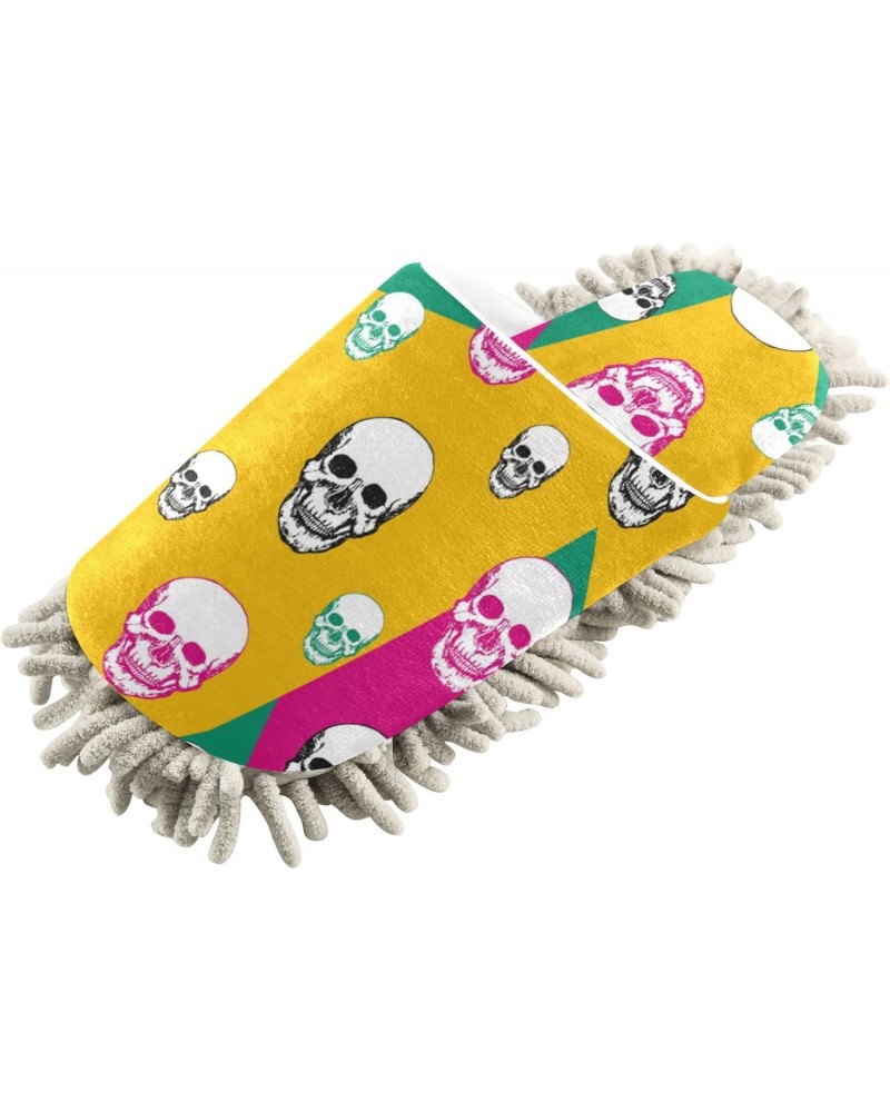 Skulls Geometric Mop Slippers House Floor Cleaning Mopping Slippers for Men Women Size:5-8 $10.80 Slippers