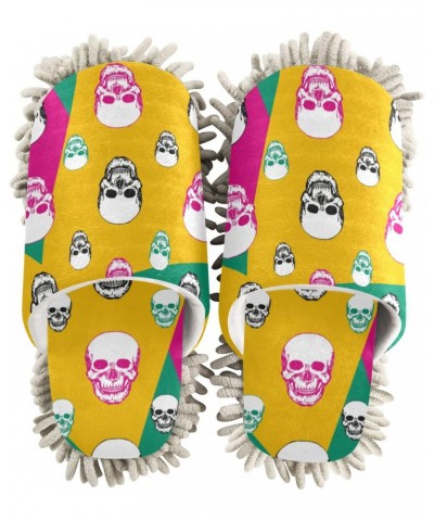 Skulls Geometric Mop Slippers House Floor Cleaning Mopping Slippers for Men Women Size:5-8 $10.80 Slippers