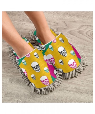 Skulls Geometric Mop Slippers House Floor Cleaning Mopping Slippers for Men Women Size:5-8 $10.80 Slippers