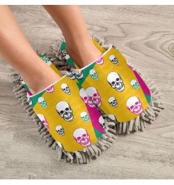 Skulls Geometric Mop Slippers House Floor Cleaning Mopping Slippers for Men Women Size:5-8 $10.80 Slippers