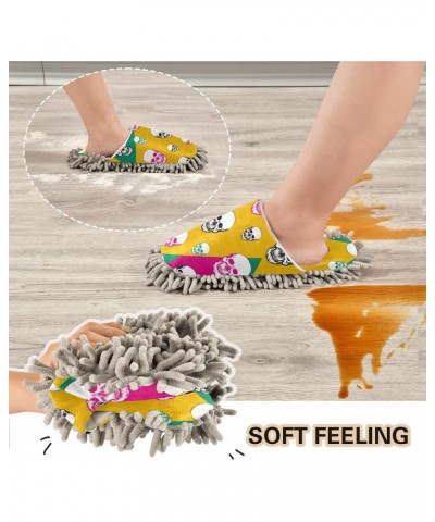 Skulls Geometric Mop Slippers House Floor Cleaning Mopping Slippers for Men Women Size:5-8 $10.80 Slippers