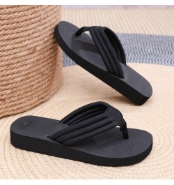 Women's Strappy Lace Up Thong T-Strap Ankle Strap Summer Low Wedges Sandals with Arch Support Slip-on Shoe 147-ibzwp-7-black ...