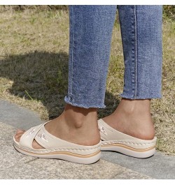 Sandals for Women With Arch Support Breathable Open Toe Slippers Slides Summer Anti Slip Walking Shoes Wide Fit Sandals Beige...